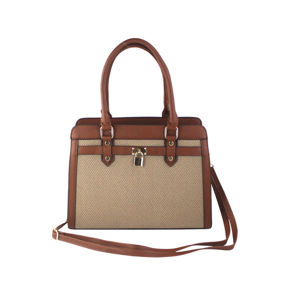 AR New York Satchel 2in1 Handbag Women Brown PU Structured Shoulder Bag NWT - Picture 6 of 16